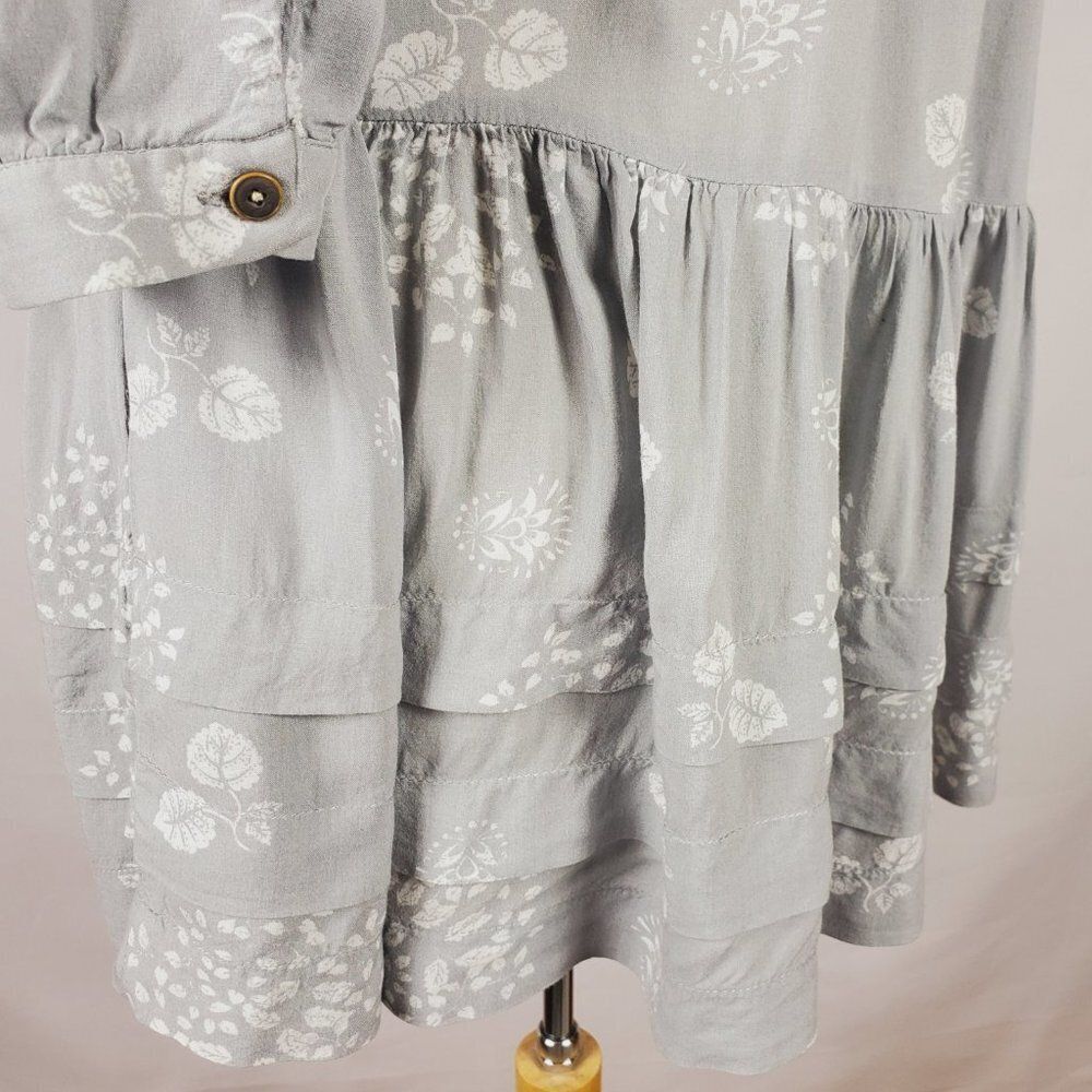 Boho Gray-White Button Down Tunic by Holding Horses For Anthropologie Sz S - Picture 8 of 11